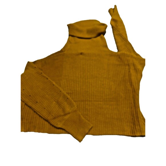 OLIVACEOUS Mustard Crop Turtleneck Sweater Blended Wool Angora - Picture 2 of 9